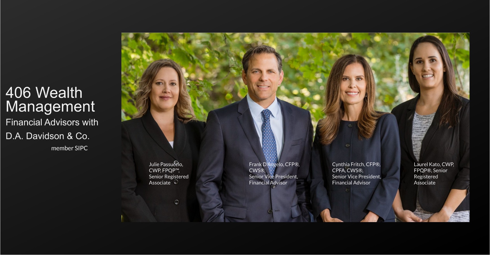 406 WEALTH MANAGEMENTFinancial Advisors with D.A. Davidson & Co.
